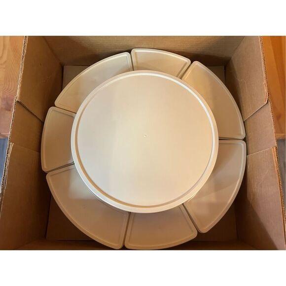 Vintage Thermo Serv Lazy Susan Style Salad Bar Carousel & Condiment Bowls - Picture 3 of 13